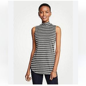Ann Taylor Sleeveless Mock Neck Tunic Top Rayon Blend Ladies Large